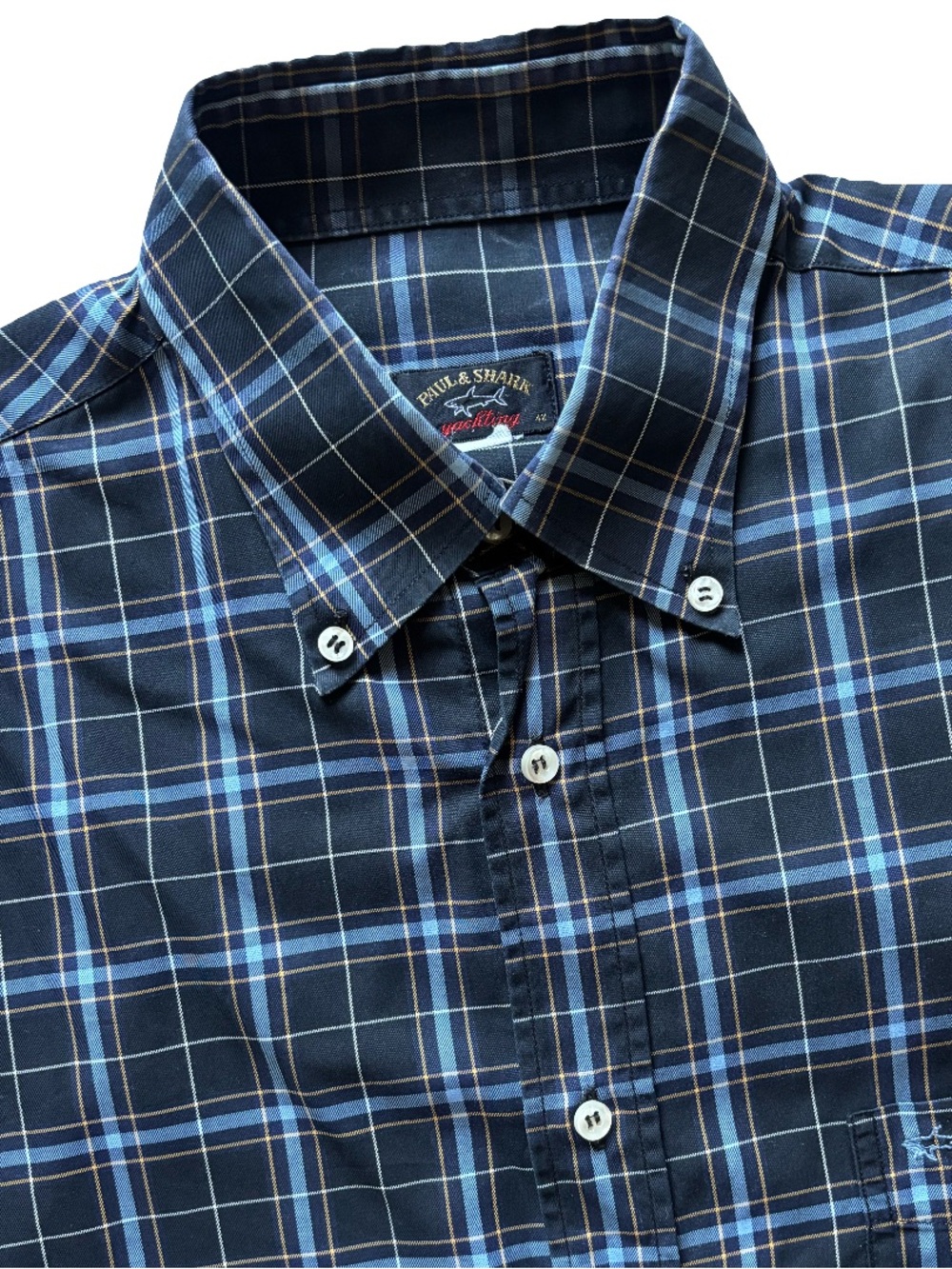 Paul & Shark Check Button Up Long Sleeve Shirt Size 16.5